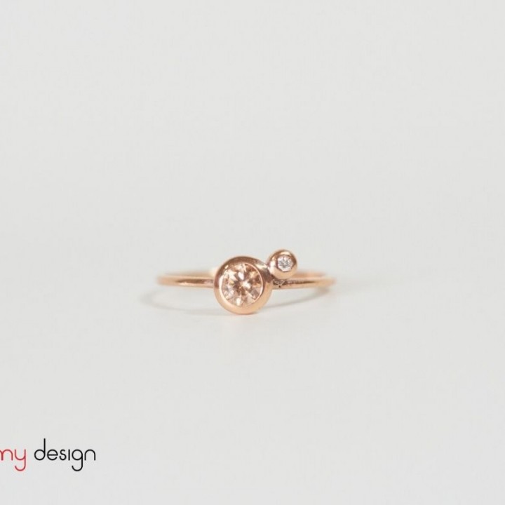 14k rose gold Zircon and diamond ring